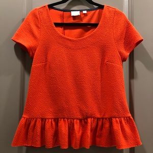 Anthropologie | Postmark Orange Cascata Peplum Top